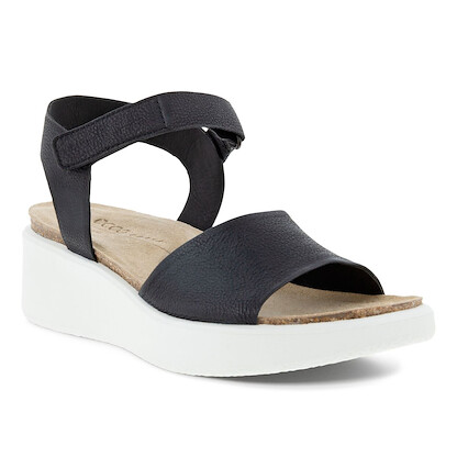 ECCO Women's Flowt Wedge Cork Sandal Black Nubuck - 272313-01001