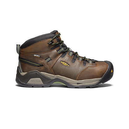 KEEN Utility Men's Detroit XT Mid Steel Toe Waterproof Work Boot Cascade Brown/Bronze Green - 1020085