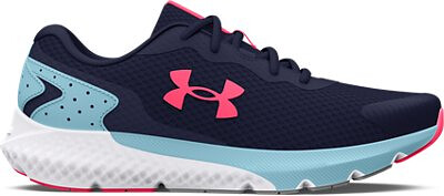 Under Armour Girls' Grade School UA Charged Rogue 3 Running Shoes Midnight Navy/Blizzard/Pink Shock - 3025007-404