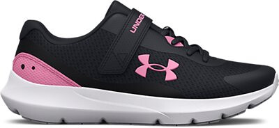 Under Armour Girls' Pre-school UA Surge 3 Alternate Closure Running Shoes Black/Flamingo/Flamingo - 3025014-001