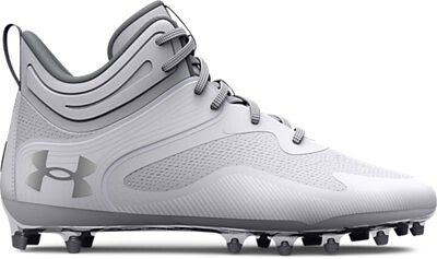 Under Armour Men's Command MC Mid Lacrosse Cleats White/White/White - 3025639-100