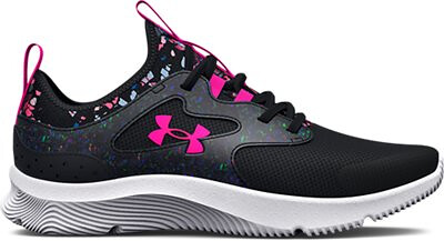 Under Armour Girls' Pre-School UA Infinity 2.0 AL Printed Running Shoes Black/Black/Pink Punk - 3026167-001