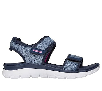 Skechers Women's SUMMITS - CUTEST ICON, Double Adjustable Band Heather Jersey Sandal, Navy, 6W