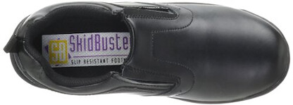 Skidbuster 5077 Women's Leather Slip Resistant Slip-On,Black,8 M US