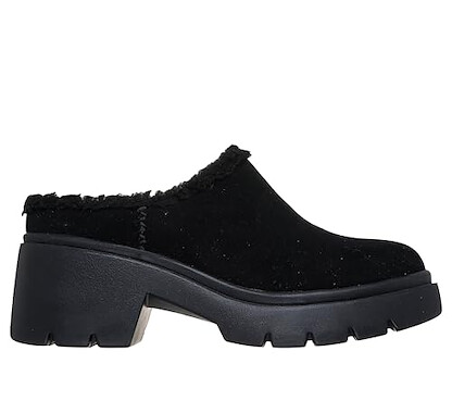Skechers Women's Cozy City, Cozy Open Back Clog, Black/Black, 6.5M