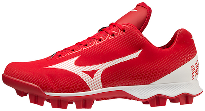 Mizuno Men's Wave Lightrevo TPU Molded Low Baseball Cleat Red/White - 320681.1000