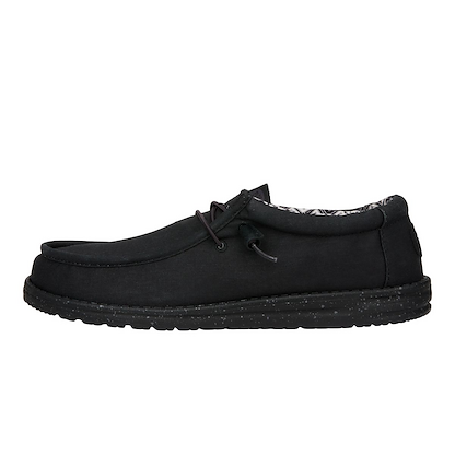 HEY DUDE Shoes Men's Wally Stretch Canvas Black/Black- 40700-060