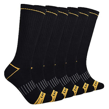 Caterpillar Men's Advanced Half Cushioned Crew Socks Black (6 pairs) - 43CT302351TB-BLK