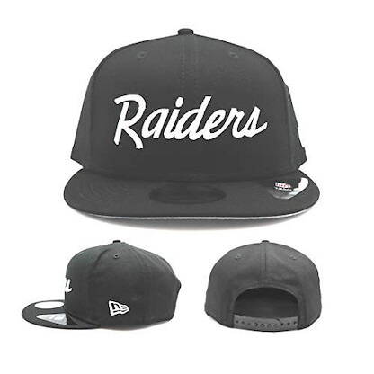New Era Oakland Raiders Hat NFL Black White Script 9FIFTY Snapback Adjustable Cap Adult One Size