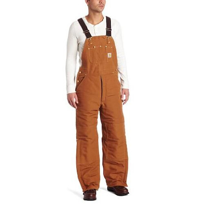 Carhartt Workwear Men's Quilt Lined Duck Bib Overalls Brown - R02-BROWN