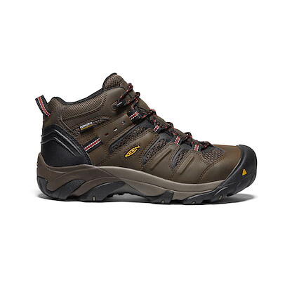 KEEN Utility Men's Lansing Mid Waterproof Steel Toe Work Boot Cascade Brown/Brindle - 1022098