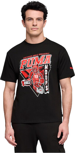 PUMA Men's Basketball Graphic T-Shirt, Rival Rage Puma Black SS25, XX-Large