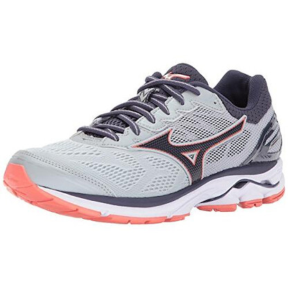 Mizuno Women's Wave Rider 21 Running Shoe Silver/Black/Pink - J1GD180303