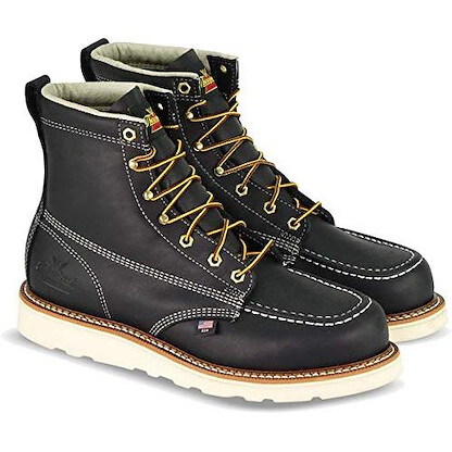 Thorogood Men's 6" American Heritage Moc Toe MAXWear Wedge™ Steel Toe Work Boot Black - 804-6201