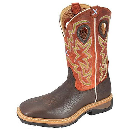 Twisted X Men's 12" Steel Toe Western Work Boot Brown/Orange - MLCS011