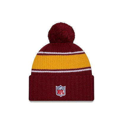 New Era Men's Burgundy Washington Commanders 2024 Sideline Cuffed Knit Hat with Pom
