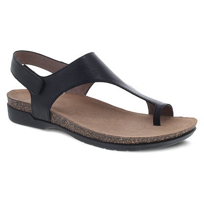 Dansko Women's Reece Sandal Black Waxy Burnished Leather - 6024470200