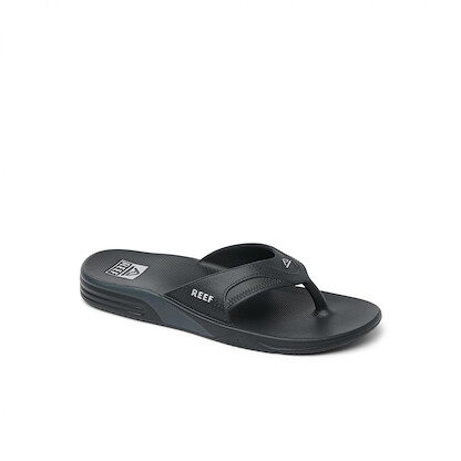 REEF Mens Sandals, Fanning H20, Black/Silver, 10