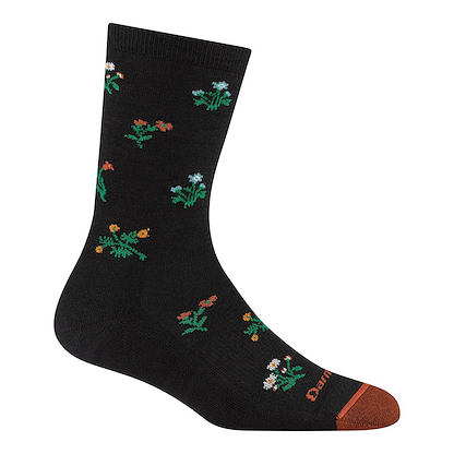 Darn Tough Women's Wildflower Crew Lightweight Lifestyle Socks Black - 6139-BLACK