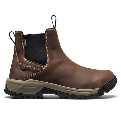 KEEN Utility Men's Evanston Chelsea Soft Toe Waterproof Work Boots  Bison/Black