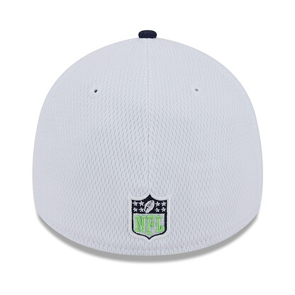 New Era Men's White/College Navy Seattle Seahawks 2023 Sideline 39THIRTY Flex Hat