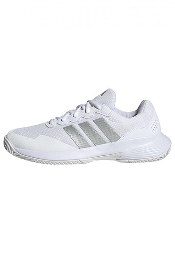Adidas Women's Gamecourt 2 Tennis Court Shoe Cloud White/Silver Metallic/Silver Metallic - KI0789