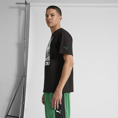 Puma Men's Basketball Graphic T-Shirt, Hoops Energy Archive Green SS25, Small