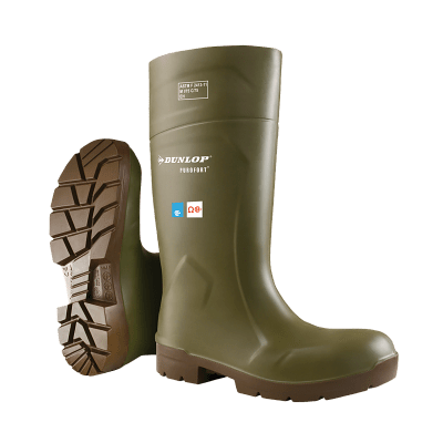 DUNLOP 16" Purofort Food Pro Multigrip Steel Toe EH Waterproof Pull On Work Boot Green/Brown - 5183155