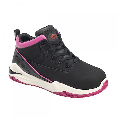 Avenger Women's Reaction Mid Alloy Toe EH Work Boot Black/Pink - A1001