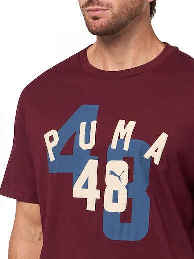 PUMA Men's Graphic T-Shirt (Available in Big and Tall Sizes), Ruby Shimmer Double Up AH25, 4X-Large Tall