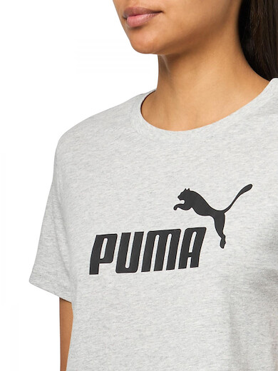 Puma Women's Essentials Logo T-Shirt (Available in Plus Sizes), Light Gray Heather SS25, Large