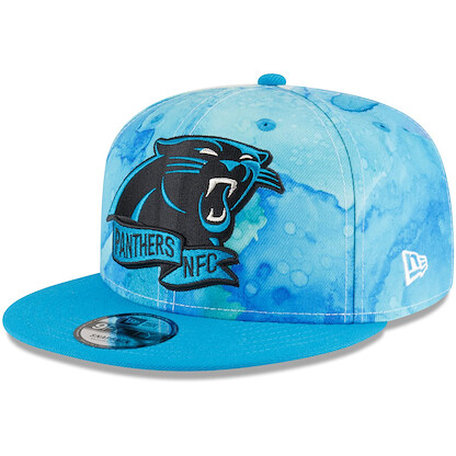 New Era Men's Cream Carolina Panthers 2022 Sideline 9FIFTY Ink Dye Snapback Hat