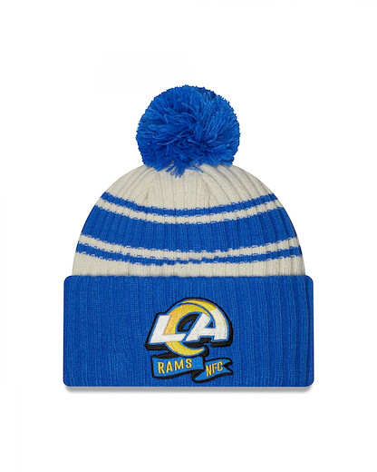 New Era Los Angeles Rams NFL 2022 Sideline Sport Knit Chrome White Blue Beanie - One-Size