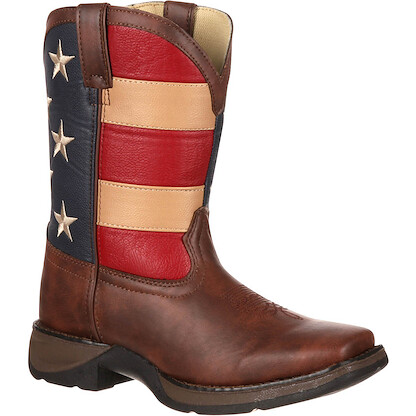 Durango Unisex Kids' 8" Lil' Durango Patriotic Western Flag Boot Brown/Union Flag - BT245