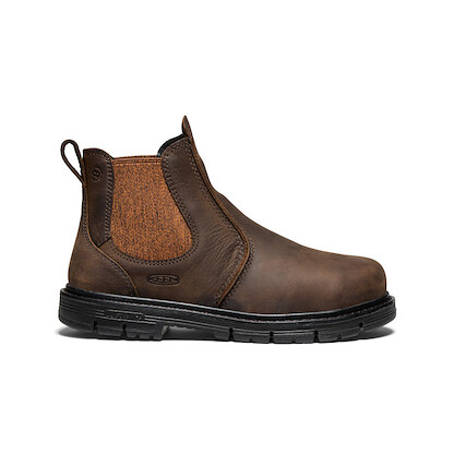 KEEN Utility Women's San Jose Aluminum Toe Chelsea Pull-on Work Boot Cascade Brown/Black - 1030649