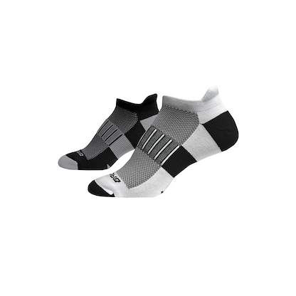 Brooks Unisex Ghost Midweight 2-Pair Pack Low Cut Socks Black/Oxford & White/Black - 741543-040