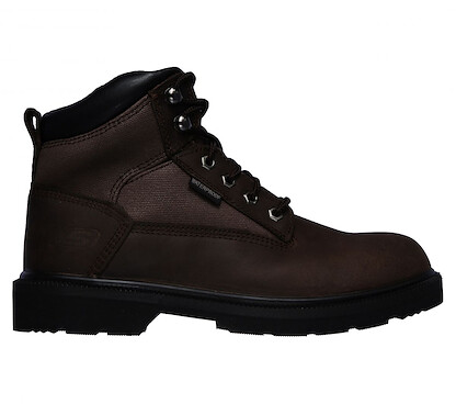 SKECHERS WORK Men's Makanix - Bridgend Soft Toe Waterproof Work Boot Brown- 77187-BRN