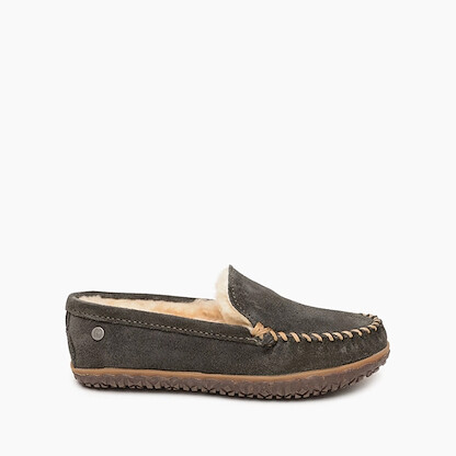 Minnetonka Women's Sheepskin Terese Slipper Charcoal - 3301-CHR