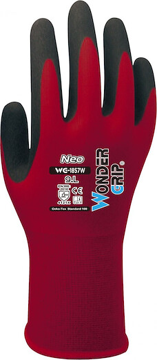 Wonder Grip Unisex Neo Nitrile-Coated Glove Black/Red - WG-1857