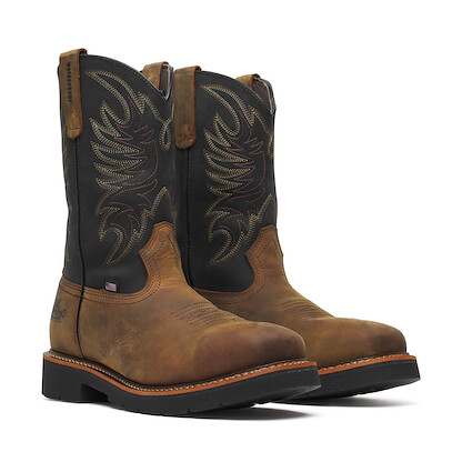 Thorogood Men's 11" American Heritage Steel Toe Waterproof Wellington Work Boot Black/Brown - 804-4330