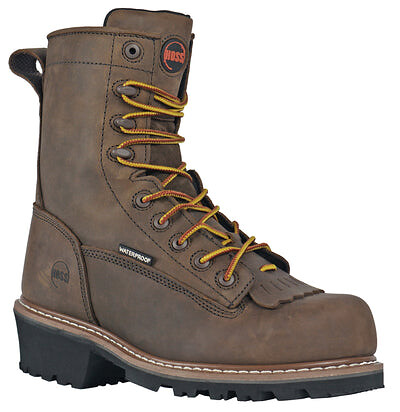 HOSS Men's 8" Cross Cut Composite Toe PR Logger Work Boot Brown - 80715