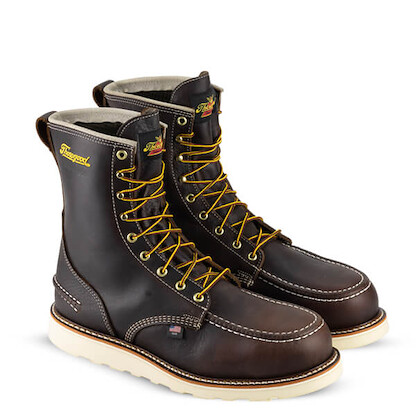 Thorogood Men's 8" 1957 Series Moc Toe Steel Toe Waterproof MAXWear Wedge™ Work Boot Brown Briar Pitstop Leather - 804-3800