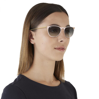 Ray-Ban RB4171 Erika Sunglasses, Transparent Pink/Grey Gradient, 54 mm