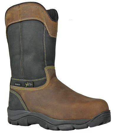 HOSS Men's 10.5" Slag Met Composite Toe Internal Metatarsal Guard PR Waterproof Work Boot Brown - 90691
