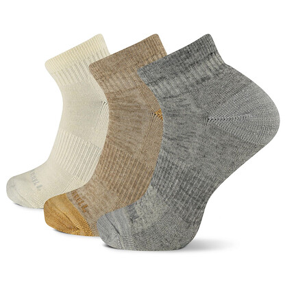 Merrell Unisex Trekker Outdoor Quarter Socks Tan Assorted (3 pairs) - MEA33505Q3B2001-ASST