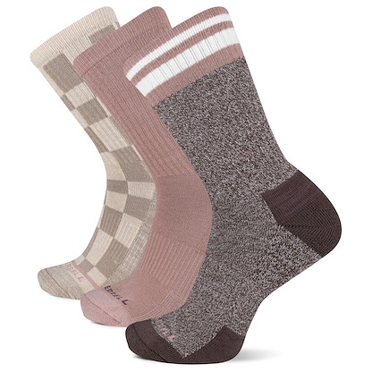 Merrell Unisex Camper Everyday Wool Crew Socks Light Assorted (3 pair) - MEA33825C3U2001-LTAST