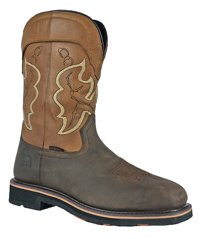 HOSS Men's 11" Showdown Composite Toe PR Waterproof Western Work Boot Brown/Dark Brown Leather - 92042