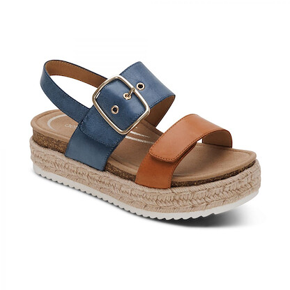 Aetrex Women's Vania Arch Support Platform Sandal Hazy Blue - CP111W