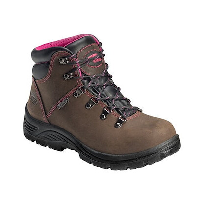 Avenger Women's 6" Framer Steel Toe EH Waterproof Work Boots Brown/Pink - A7125