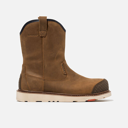 BRUNT Workwear Men's 9" The Bolduc Brunt Toe Composite Toe Waterproof Wedge Pull-On Work Boot Brown - BRF20003-001